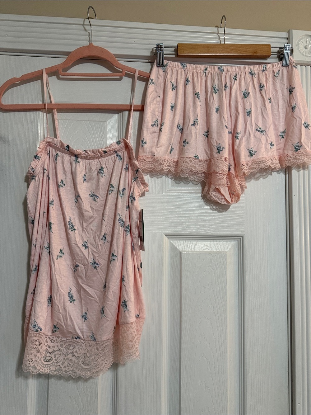 Honeydew Intimates Light Pink Floral Lace-Trim Pajama Tank & Shorts Set